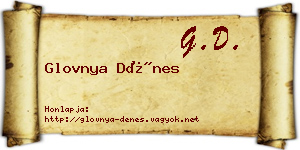 Glovnya Dénes névjegykártya